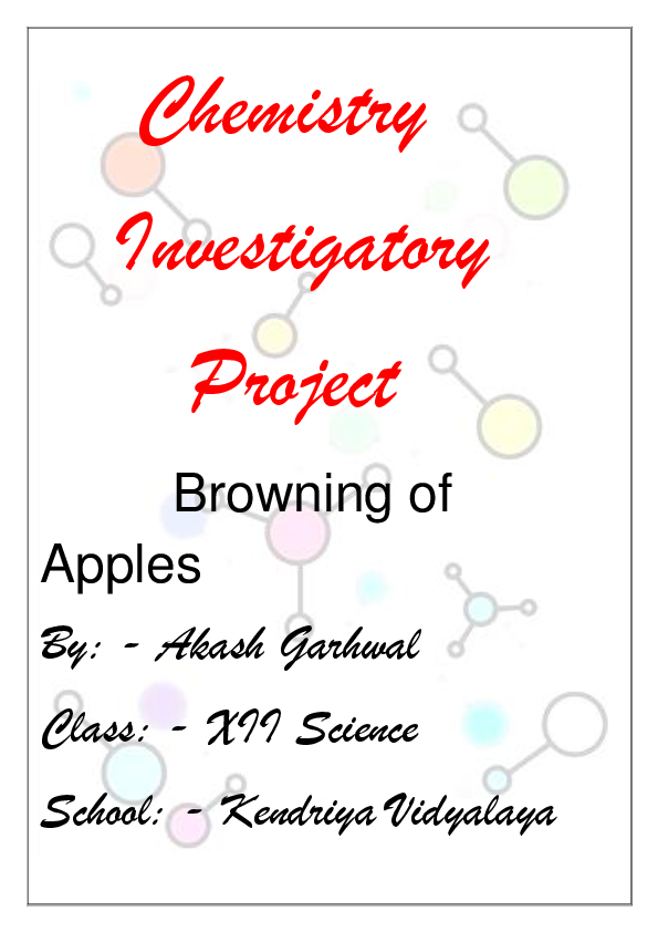 Chemistry Investigatory Projects For Class 12 Free Download
